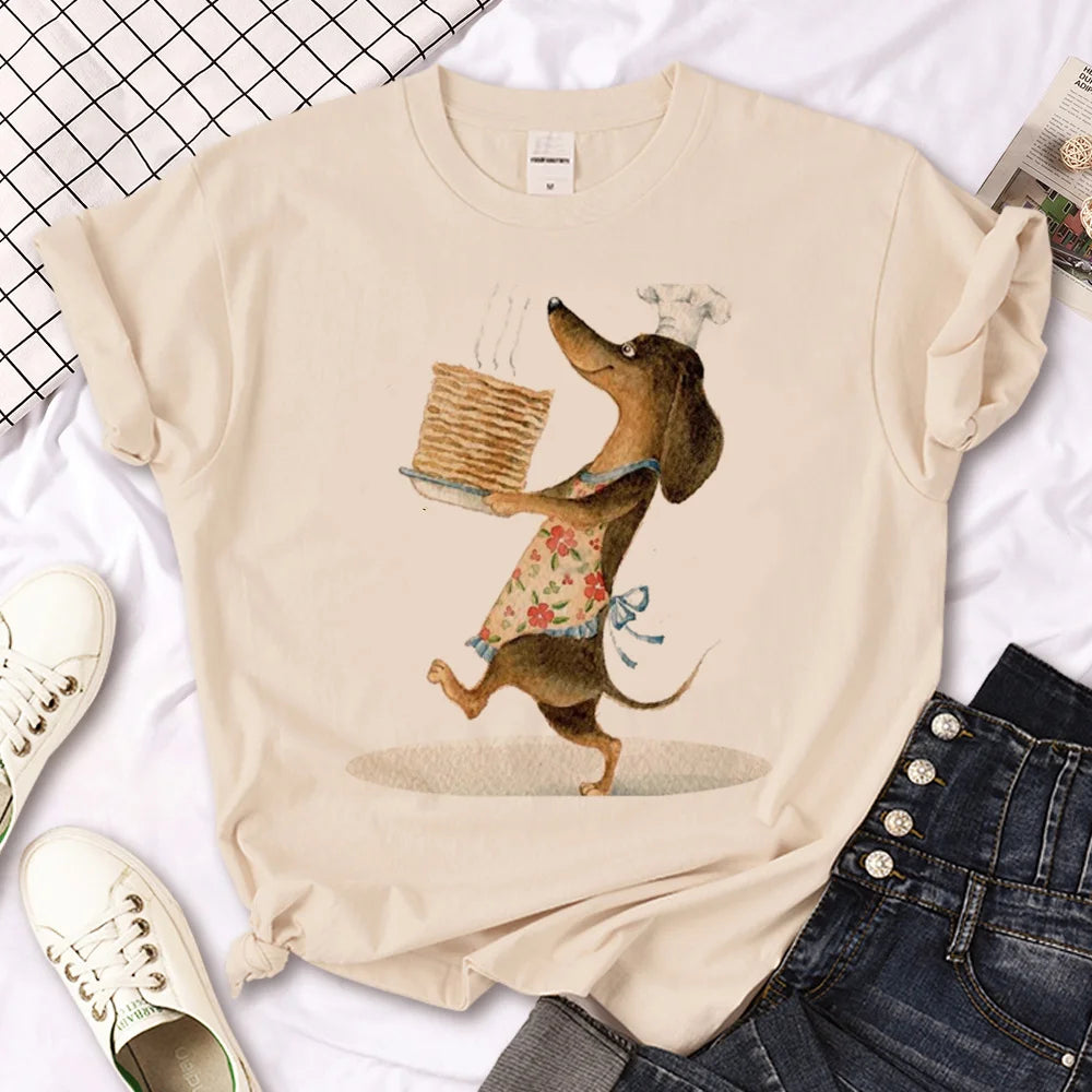 Pancakes - Women's Dachshund-Themed Graphic T-Shirts – Cute & Stylish